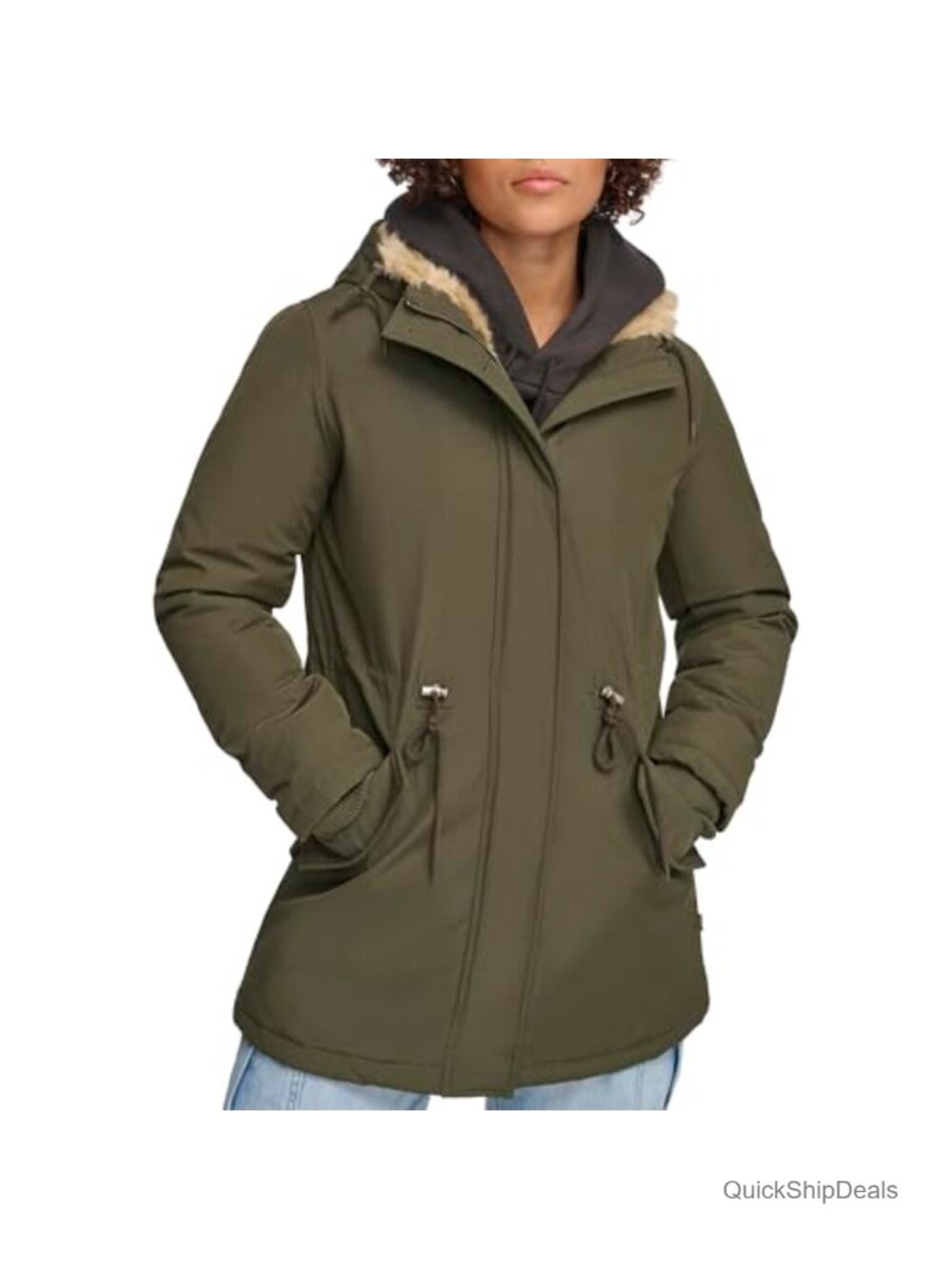 Faux Fur Lined Hooded Parka Jacket Women's Winter
